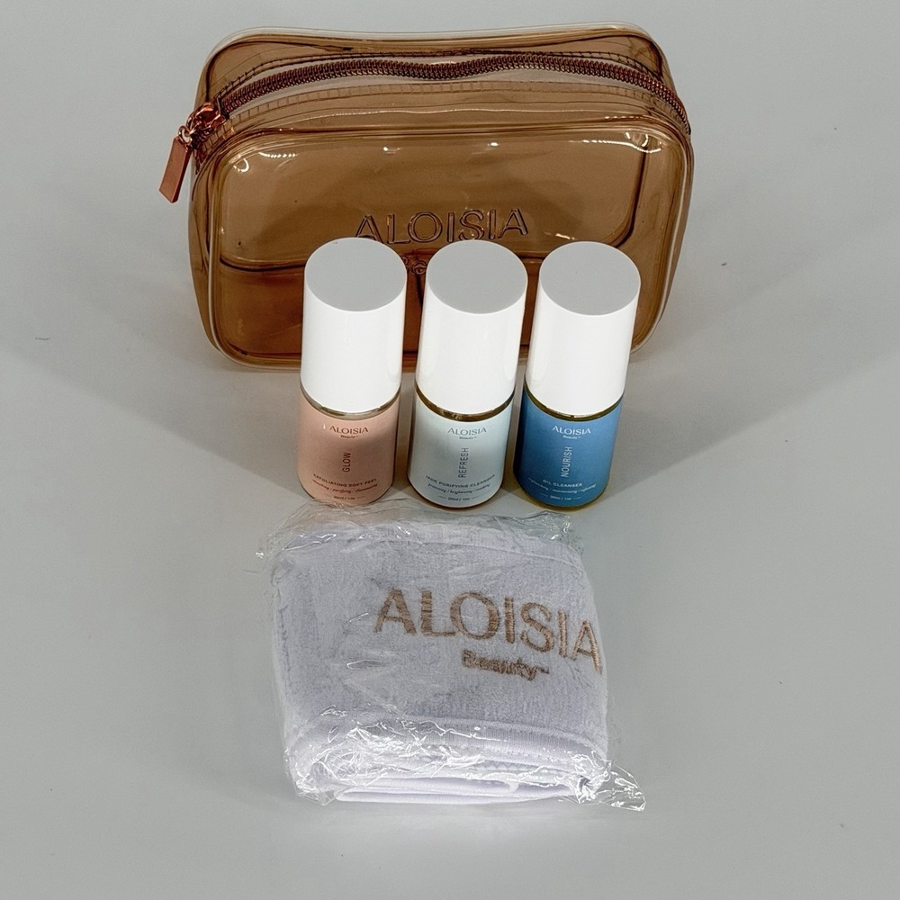 Aloisia Skincare Travel Set Nourish Oil Refresh Cleanser Glow Peel READ - Picture 2 of 4